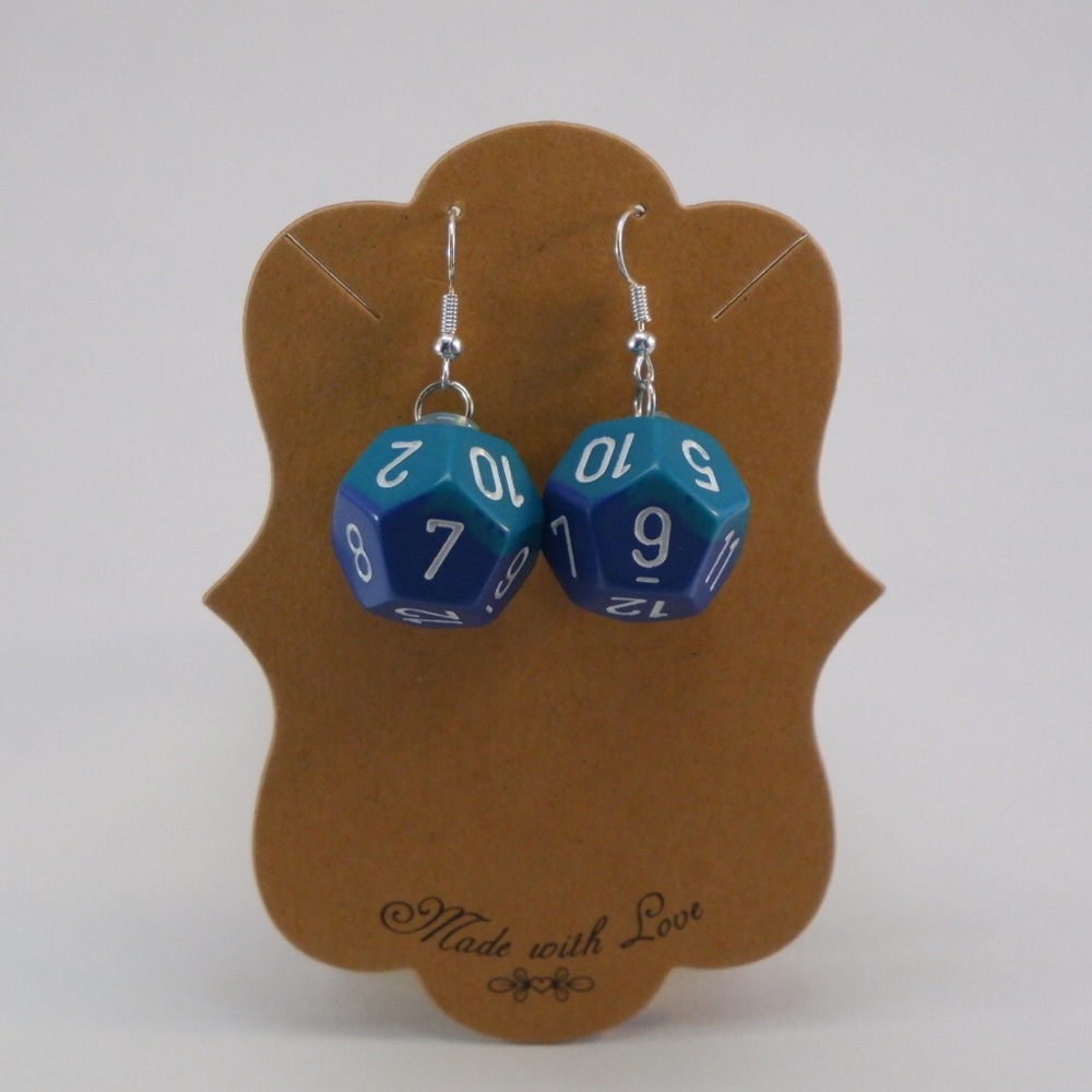 Handmade Blue Dice Earrings